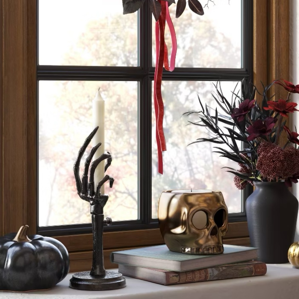 Skeleton Hand Adjustable Taper Candle Holder Aluminum Black - Threshold - Picture 3 of 13